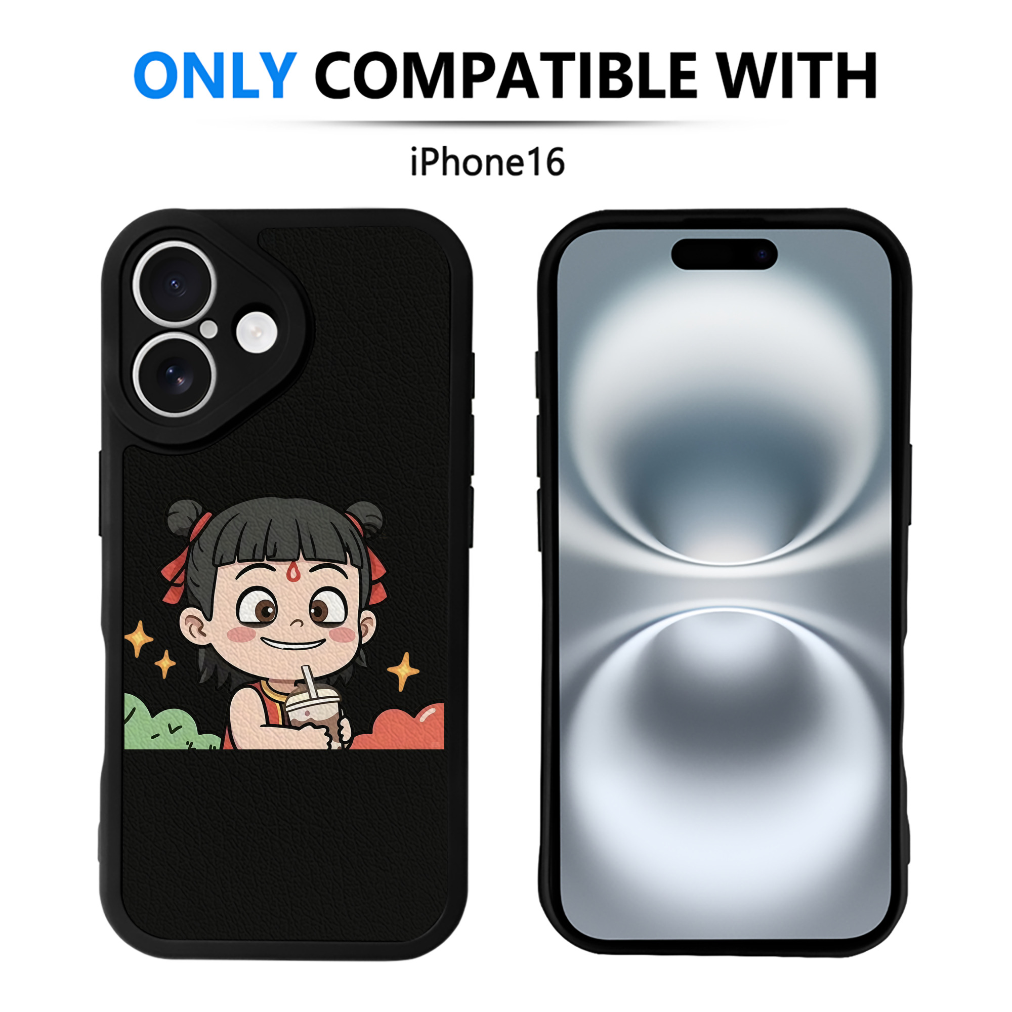 （画像用） Ne Zha 2 ナタ 魔童の大暴れ 【iPhone 16シリーズ対応】シリコンスマホケース（レザー調） 材質：シリコン